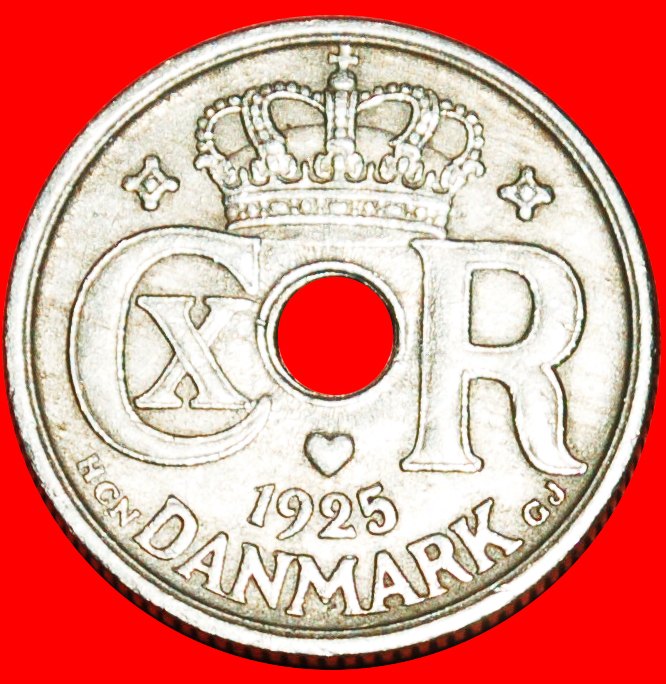  * HOLE (1924-1947): DENMARK ★ 10 ORE 1925! CHRISTIAN X (1912-1947) LOW START ★ NO RESERVE!   