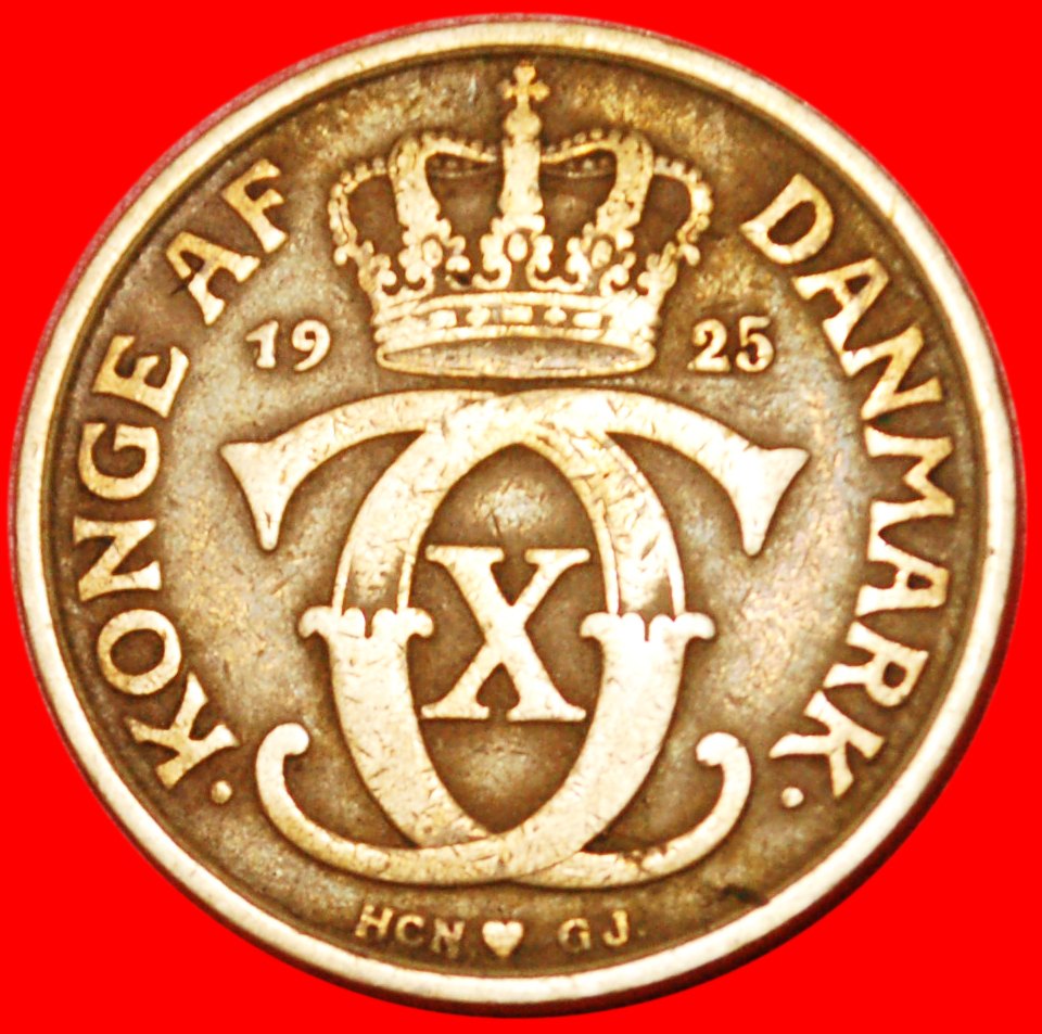  Ⰶ MONOGRAM (1924-1941) ★ DENMARK★ 1 CROWN 1925! ! CHRISTIAN X (1912-1947) LOW START ★ NO RESERVE!   