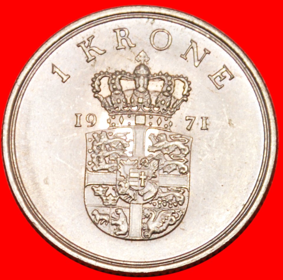  * GRÖNLAND und FÄRÖER (1960-1972): DÄNEMARK★1 KRONE 1971 STG! FREDERIK IX. 1899-1972★OHNE VORBEHALT!   