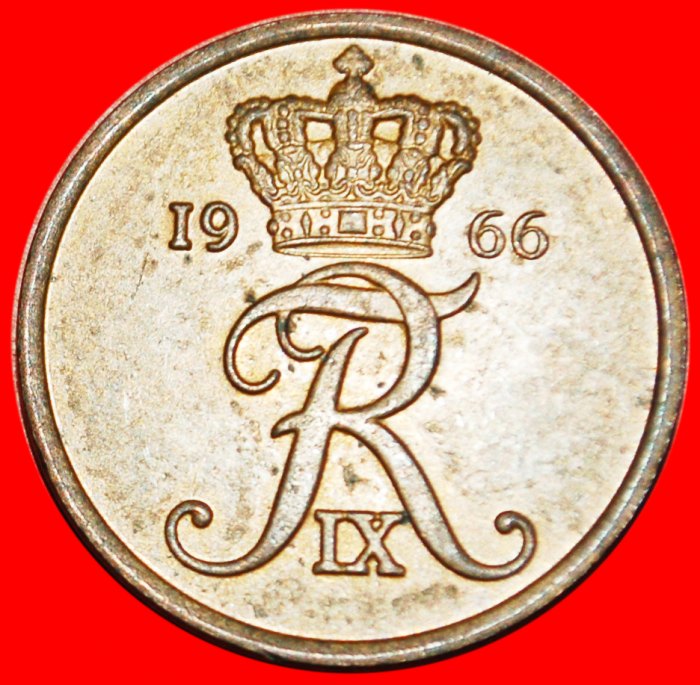  * MONOGRAM★ DENMARK★ 5 ORE 1966! FREDERIK IX (1899-1972) LOW START ★ NO RESERVE!   