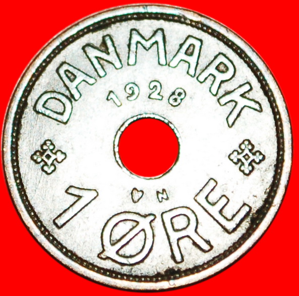  * HOLE (1927-1940): DENMARK★ 1 ORE 1928! CHRISTIAN X (1912-1947) LOW START ★ NO RESERVE!   