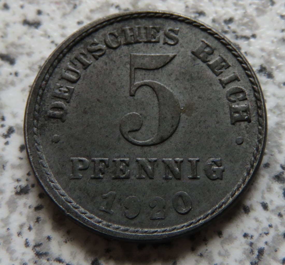 Deutsches Reich 5 Pfennig 1920 J, funz/unz (2)   