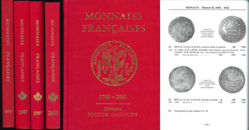  Gadoury, Victor; Editions Monnaies Francaises 1789 - 2001; 4 Bände (1975,1987,1997,2001)   