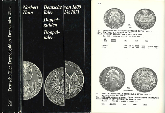  Thun, Norbert; Deutsche Taler Doppelgulden Doppeltaler von 1800 bis 1871; Frankfurt a.M. 1974   