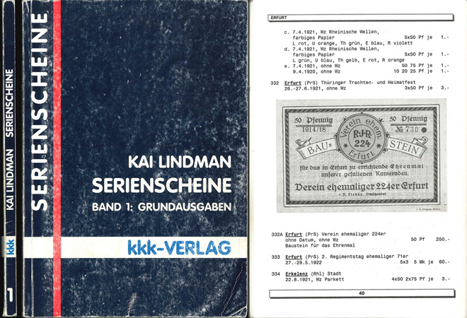  Lindman, Kai; Serienscheine, Band 1: Grundausgaben; Das deutsche Notgeld; 1994   