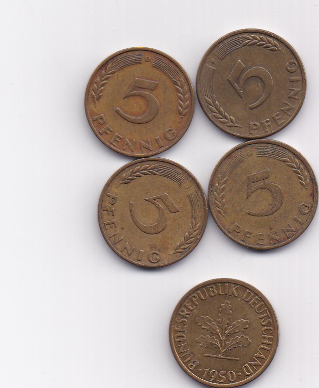  5 Pfennig 1950 komplett (DFGJ)   