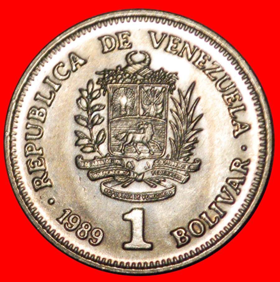  * GERMANY: VENEZUELA ★ 1 BOLIVAR 1989 UNC MINT LUSTRE! BOLIVAR (1783-1830)★LOW START ★ NO RESERVE!   