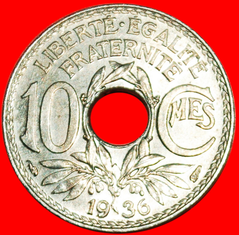  * HOLE: FRANCE ★10 CENTIMES 1936 UNC! LOW START ★ NO RESERVE!   