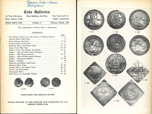  Coin Galleries; Fixed Price List Number 17 February-March, 1959   