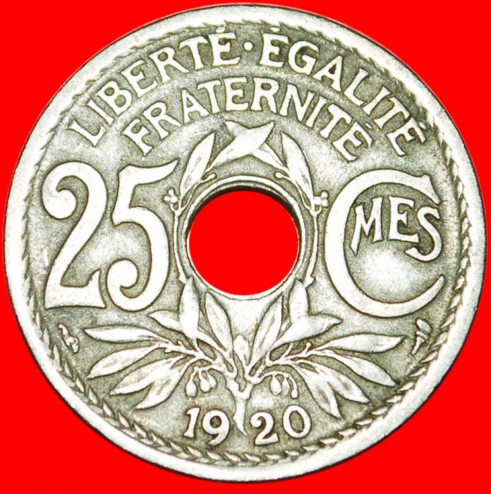  * GLATTE KANTE: FRANKREICH ★ 25 CENTIMES 1920! OHNE VORBEHALT!   