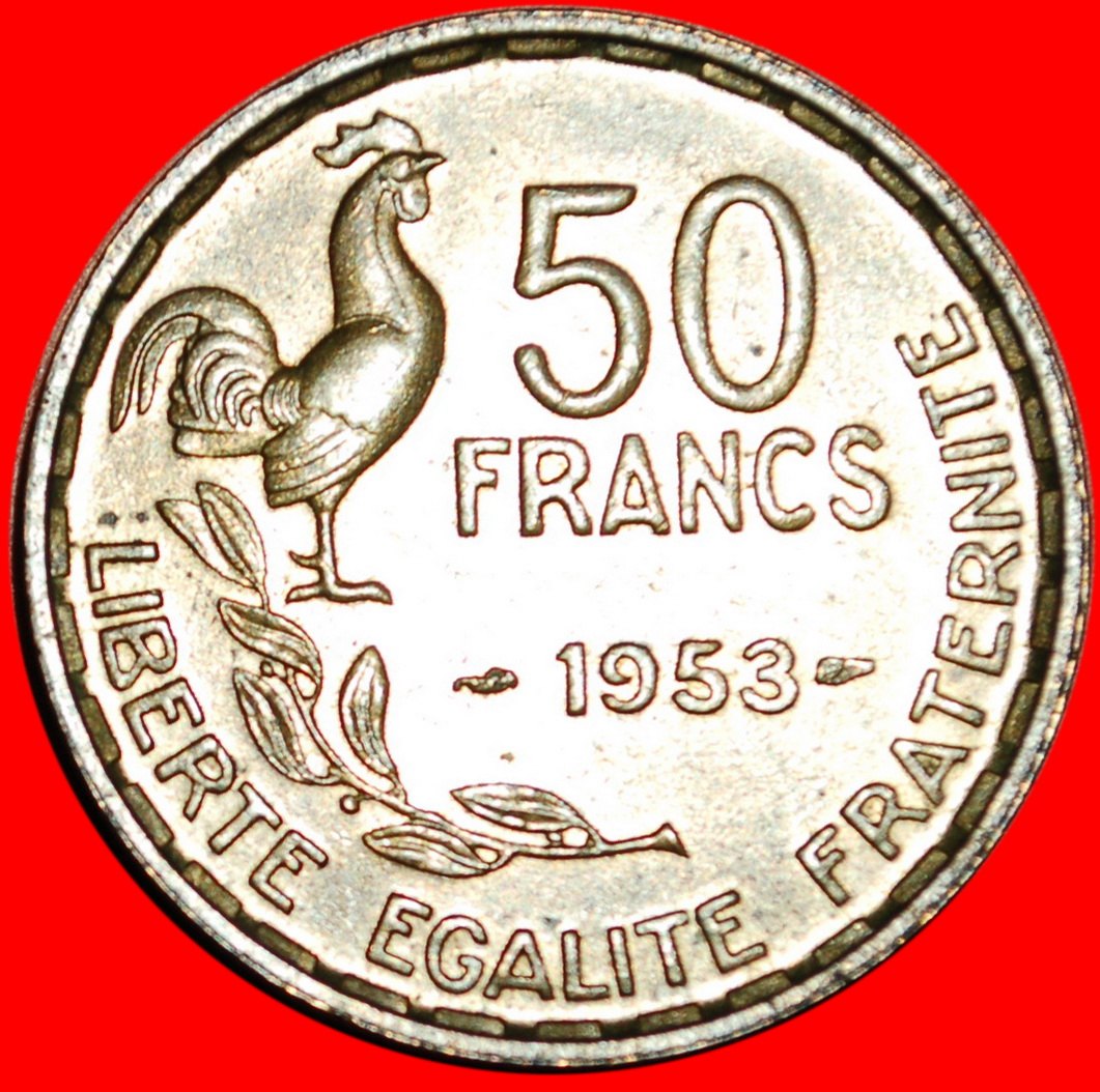 * HAHN (1950-1958): FRANKREICH ★ 50 FRANCS 1953! VZGL STEMPELGLANZ! OHNE VORBEHALT!