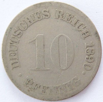  Deutsches Reich 10 Pfennig 1890 G K-N s   