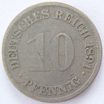  Deutsches Reich 10 Pfennig 1891 E K-N s+   