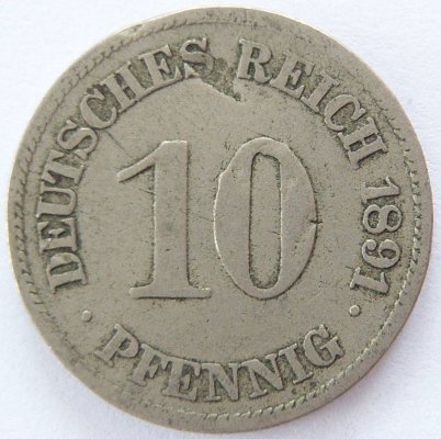  Deutsches Reich 10 Pfennig 1891 E K-N s+   