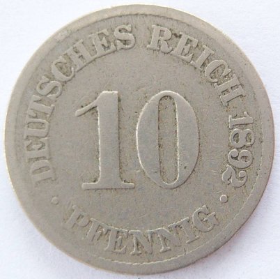  Deutsches Reich 10 Pfennig 1892 A K-N s   