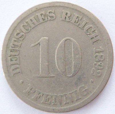  Deutsches Reich 10 Pfennig 1892 D K-N s   