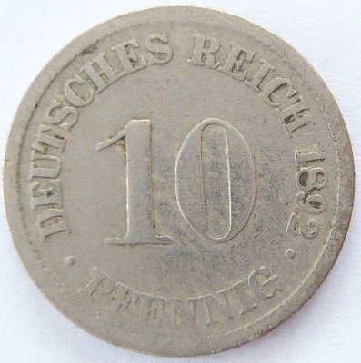  Deutsches Reich 10 Pfennig 1892 D K-N s   