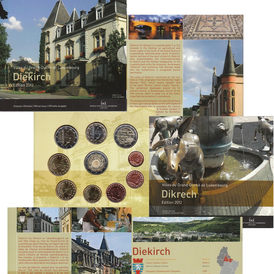  Offiz. Euro-KMS Luxemburg *Diekirch* 2012 mit 2x2 €-Sondermünze 10 Münzen nur 10.000 Stück!   