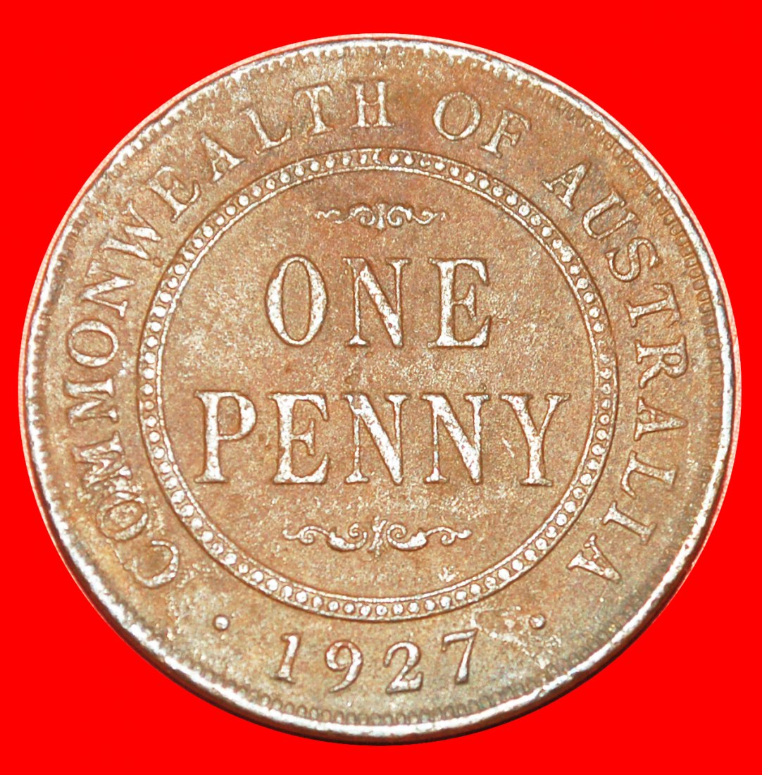 * GROSSBRITANNIEN STEMPEL: AUSTRALIEN ★ 1 PENNY 1927! Georg V. (1911-1936)! OHNE VORBEHALT!