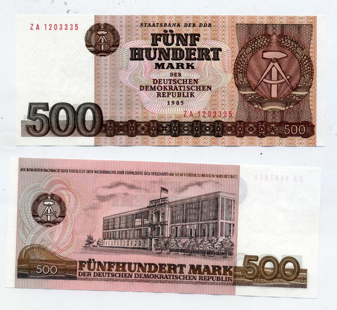  500 Mark Banknote 1985 Ersatznote ZA kassenfrisch   