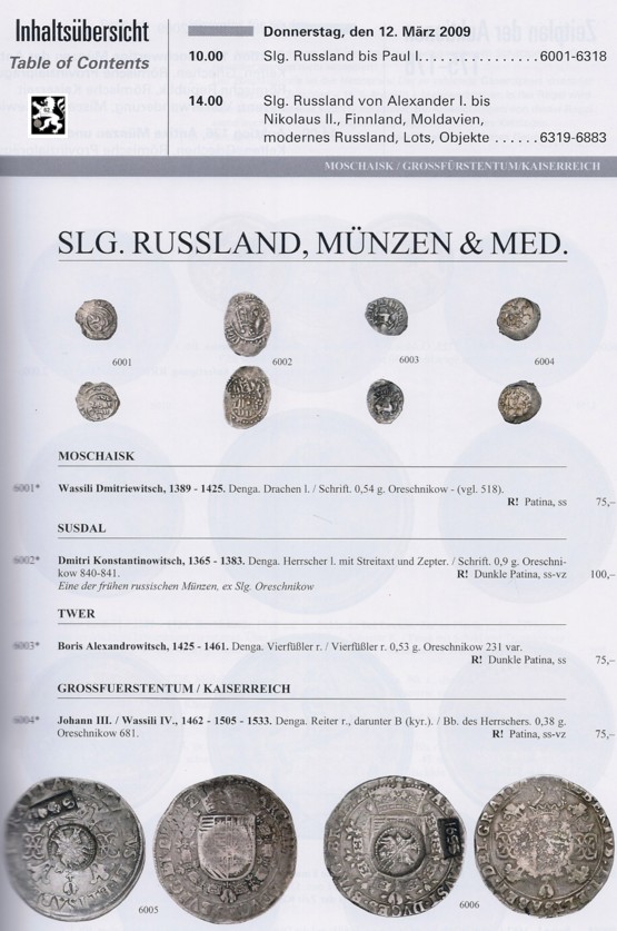  Gorny & Mosch (München) Auktion 178 (2009) Sammlung Russland   