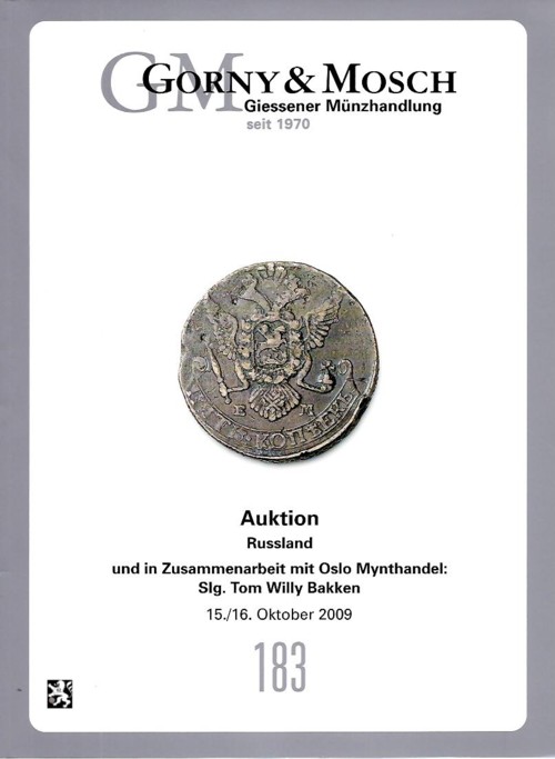  Gorny & Mosch (München) Auktion 183 (2009) Sammlung Tom BAKKEN Russische Kupfermünzen und Medaillen   