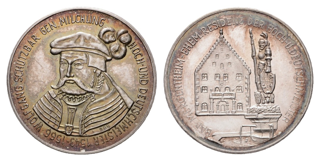  Linnartz DEUTSCHER ORDEN, Silbermedaille -400 Jahrfeier,  6,88/986, 26mm, PP   