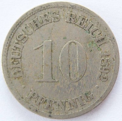  Deutsches Reich 10 Pfennig 1892 D K-N s   
