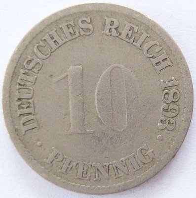  Deutsches Reich 10 Pfennig 1893 F K-N s   