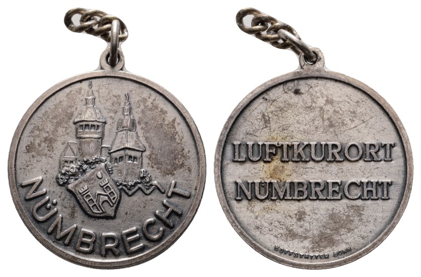  Linnartz NÜMBRECHT, Tragbare versilberte Bronzemedaille, 9,91g, 30mm, vz   