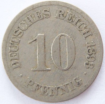  Deutsches Reich 10 Pfennig 1893 J K-N s   