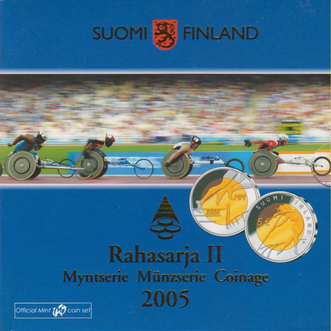  Offiz. KMS Finnland *Leichtathletik-EM* 2005 mit 5€ SM 9 Münzen nur 30.000St!   