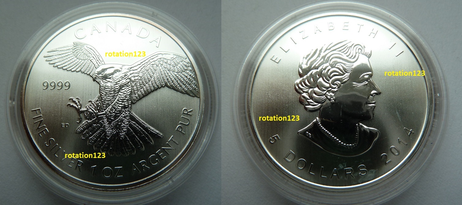  Canada 5 $ 2014 Birds of Prey - Falcon Silber BU   