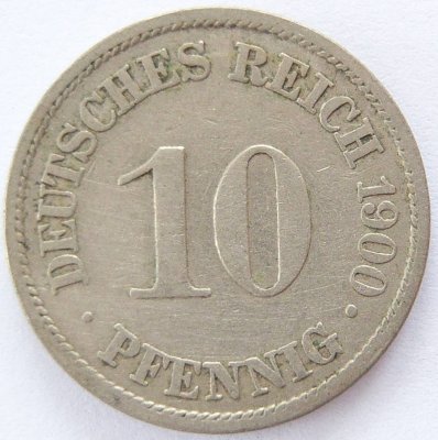  Deutsches Reich 10 Pfennig 1900 A K-N s   