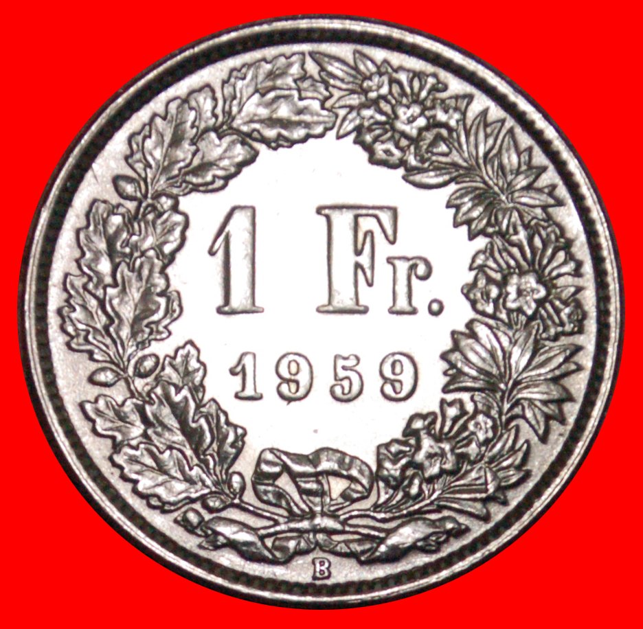  * SILBER (1875-1967): SCHWEIZ ★ 1 FRANKEN 1959B  VZGL STEMPELGLANZ! ENTDECKUNG MÜNZE OHNE VORBEHALT!   