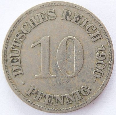  Deutsches Reich 10 Pfennig 1900 E K-N s-ss   