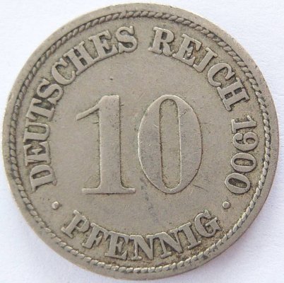  Deutsches Reich 10 Pfennig 1900 F K-N s-ss   