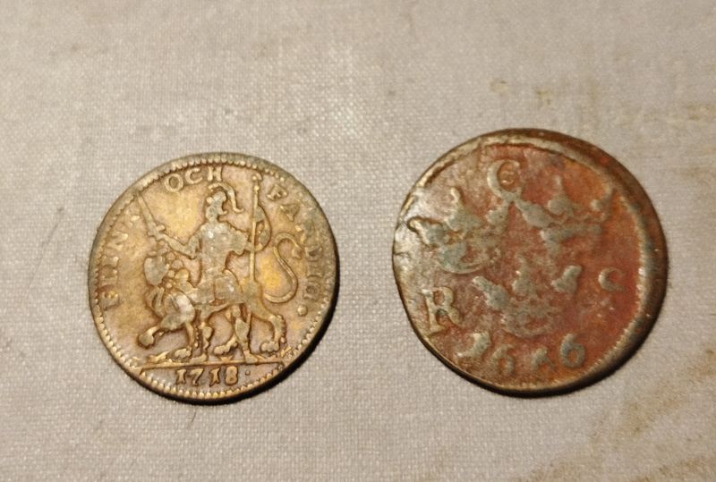  Alter Schwede ( 2 X ) 1666 und 1718 Kupfer   