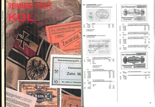  R. Tieste; Katalog des Papiergeldes der deutschen Kriegsgefangenenlager im I. Weltkrieg; Bremen 1998   