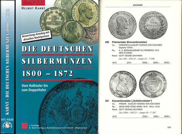  Helmut Kahnt; Die Deutschen Silbermünzen 1800-1872;Von Halbtaler bis zum Doppeltaler;Regenstauf 2000   
