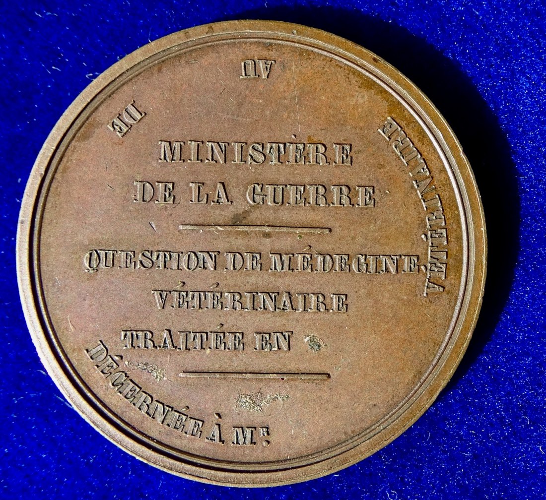  Frankreich Veterinär- Medizin Militär Medaille Napoleon III von Barre, Medicina in Nummis   