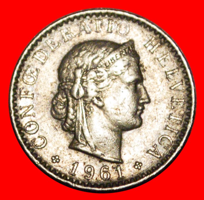 Ⰶ LIBERTY (1881-2025): SWITZERLAND ★ 20 RAPPEN 1961B DIES I+A!★LOW START★ NO RESERVE!