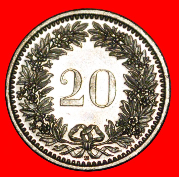  * LIBERTY (1939-2022): SWITZERLAND ★ 20 RAPPEN 2008B DIES 2+B! MINT LUSTRE!★LOW START★ NO RESERVE!   