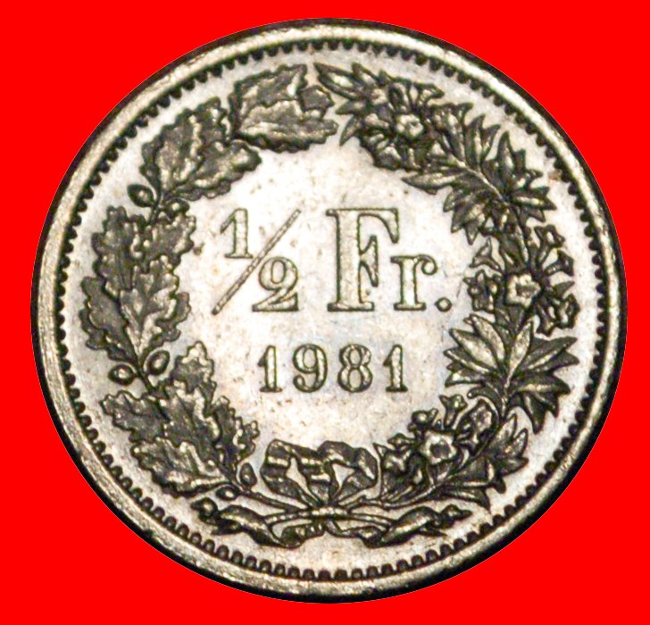  * WITHOUT STAR (1875-1982): SWITZERLAND★1/2 FRANC 1981 MINT LUSTRE! DISCOVERY★LOW START★ NO RESERVE!   