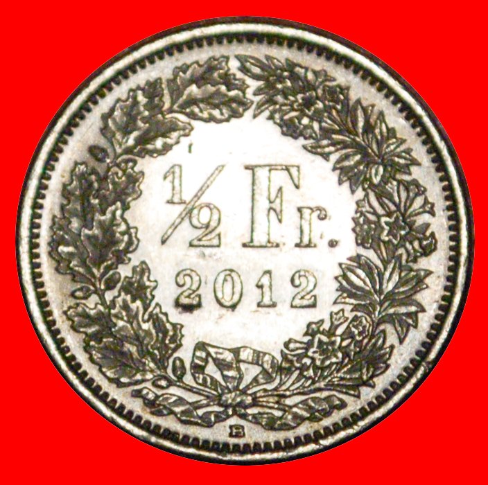  * WITHOUT STAR (1875-1982):SWITZERLAND★1/2 FRANC 2012B MINT LUSTRE! DISCOVERY★LOW START★ NO RESERVE!   