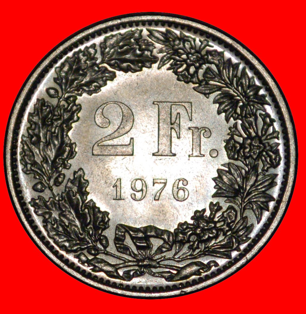  * WITHOUT STAR 1850-2022: SWITZERLAND★2 FRANCS 1976★DISCOVERY★UNC MINT LUSTRE★LOW START★ NO RESERVE!   
