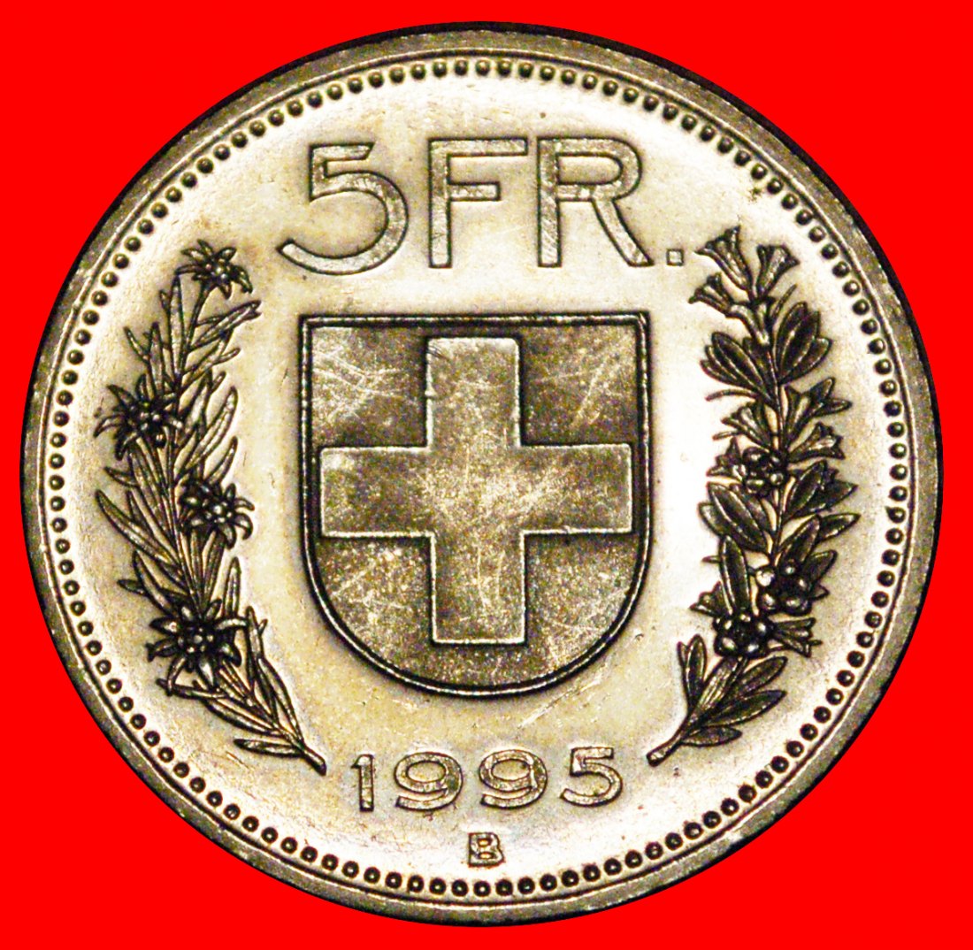  * TELL (1931-2022): SWITZERLAND ★ 5 FRANCS 1995B aUNC MINT LUSTRE! DISCOVERY ★LOW START★ NO RESERVE!   