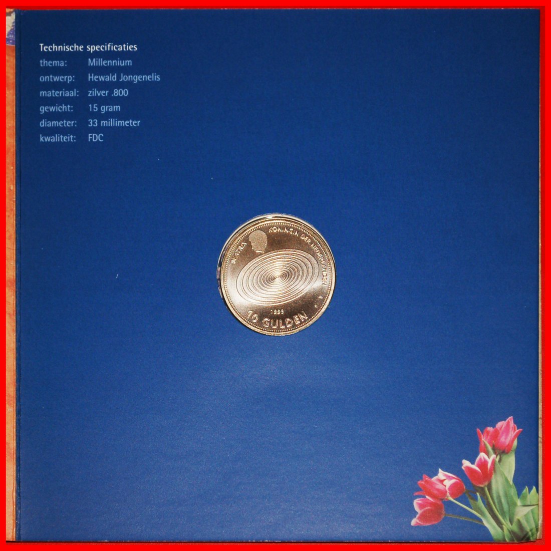 Ⰶ BEATRIX (1980-2013): NETHERLANDS ★ 10 GULDEN 1999 MILLENNIUM SILVER ERROR★LOW START★ NO RESERVE!