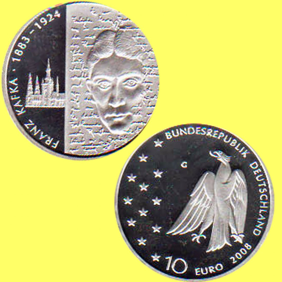  Offiz. 10 Euro-Silbermünze BRD *125. Geburtstag von Franz Kafka* 2008 *PP*   