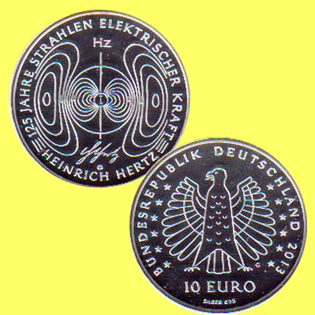  Offiz. 10 Euro-Silbermünze BRD *Elektromagnetische Wellen* 2013 *PP*   